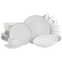 KOMBISERVICE 30-teilig 6 Personen Weiß, Goldfarben Allegra Goldband  - Goldfarben/Weiß, Basics, Keramik (43/36,5/32,5null) - Creatable