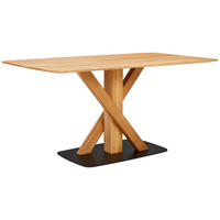 ESSTISCH Eiche massiv oval Schwarz, Eichefarben  - Eichefarben/Schwarz, Design, Holz/Metall (180/90/76cm) - Novel