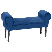 SITZBANK 100/54/30 cm Samt Schwarz, Blau Kiefer massiv  - Blau/Schwarz, Trend, Holz/Textil (100/54/30cm) - Xora