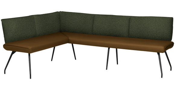 ECKBANK 165/225 cm  in Olivgrün  - Schwarz/Olivgrün, Design, Textil/Metall (165/225cm) - Moderano