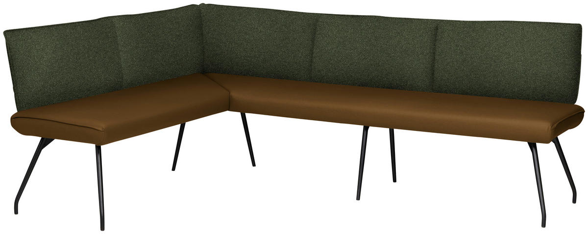 ECKBANK 165/225 cm  in Olivgrün  - Schwarz/Olivgrün, Design, Textil/Metall (165/225cm) - Moderano