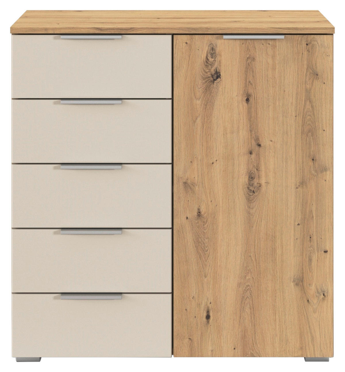 KOMMODE 80/84/40 cm  in Champagner, Eiche Artisan  - Champagner/Silberfarben, Modern, Holzwerkstoff/Metall (80/84/40cm) - Boxxx