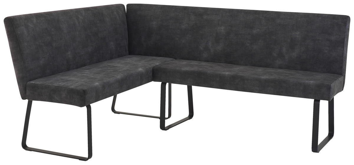 ECKBANK 155/197 cm Samt Dunkelgrau   - Dunkelgrau/Schwarz, LIFESTYLE, Textil/Metall (155/197cm) - MID.YOU