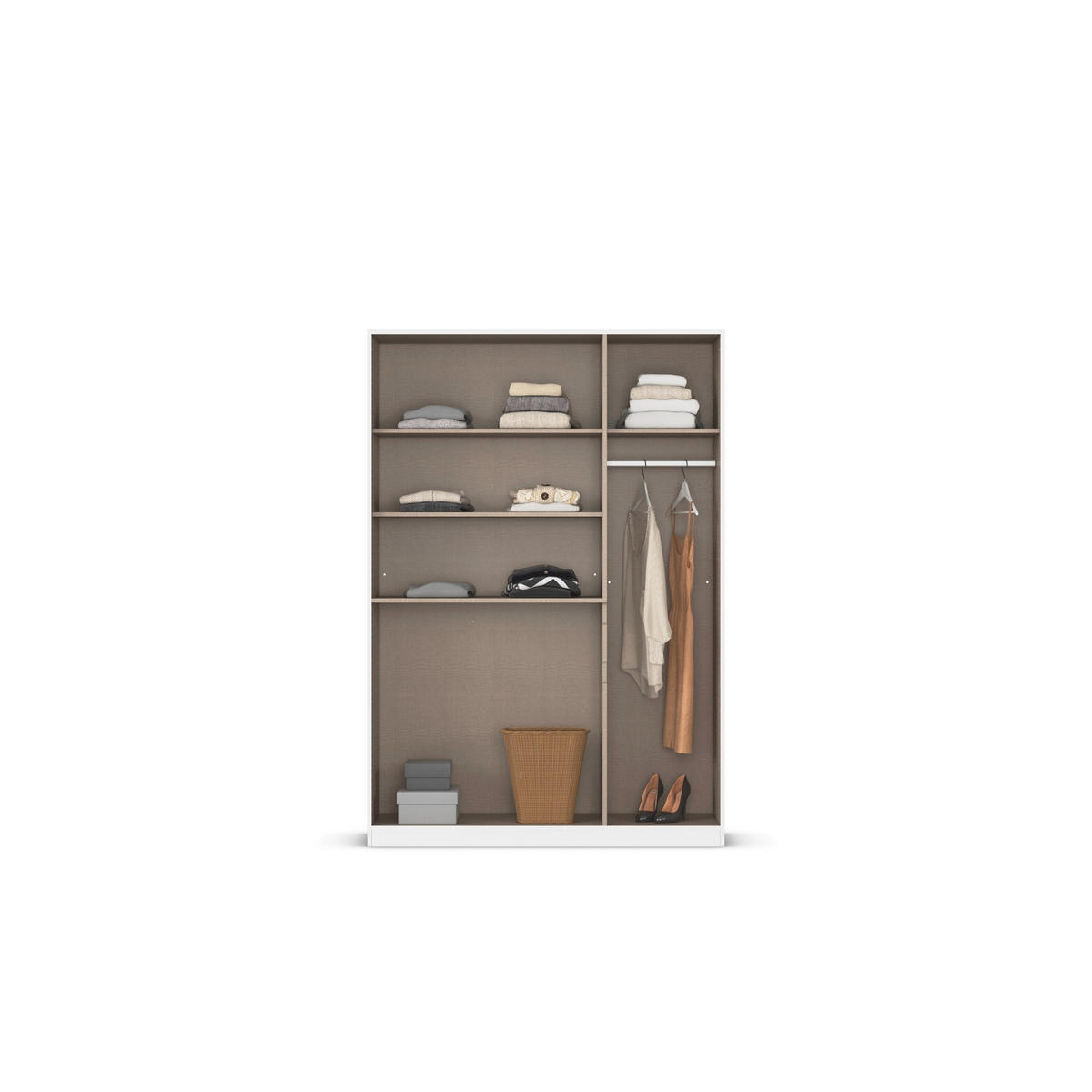 KLEIDERSCHRANK 136/197/54 cm 5-türig Weiß  - Weiß, Design, Glas/Holzwerkstoff (136/197/54cm) - Rauch Möbel