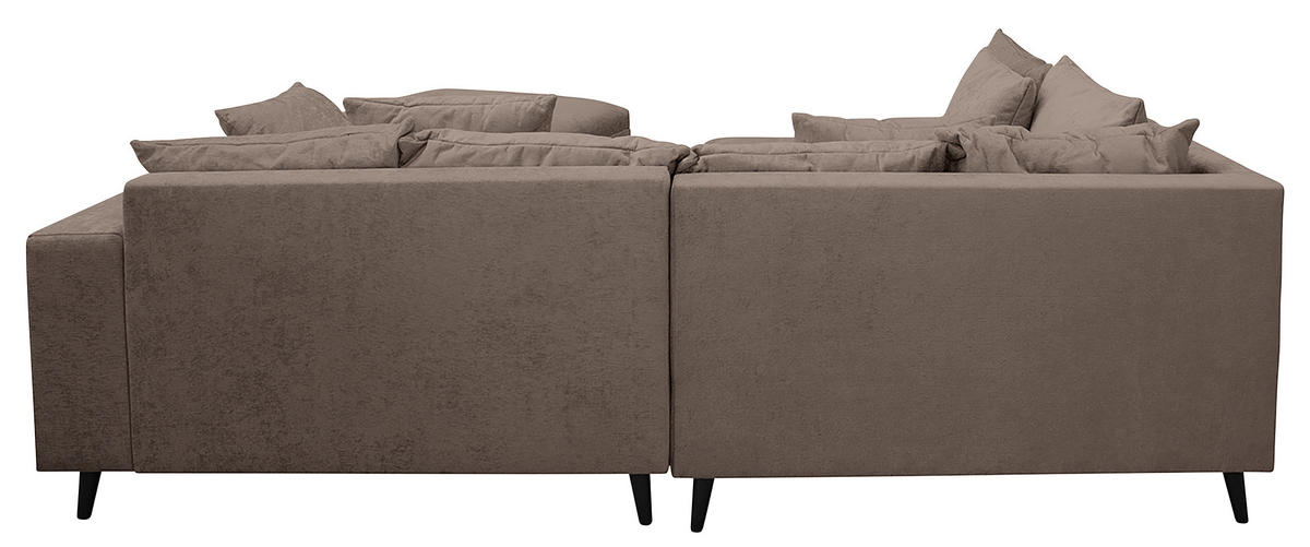 Ecksofa inkl. Hocker in Flachgewebe Braun  - Schwarz/Braun, Design, Holz/Textil (174/247cm) - MID.YOU
