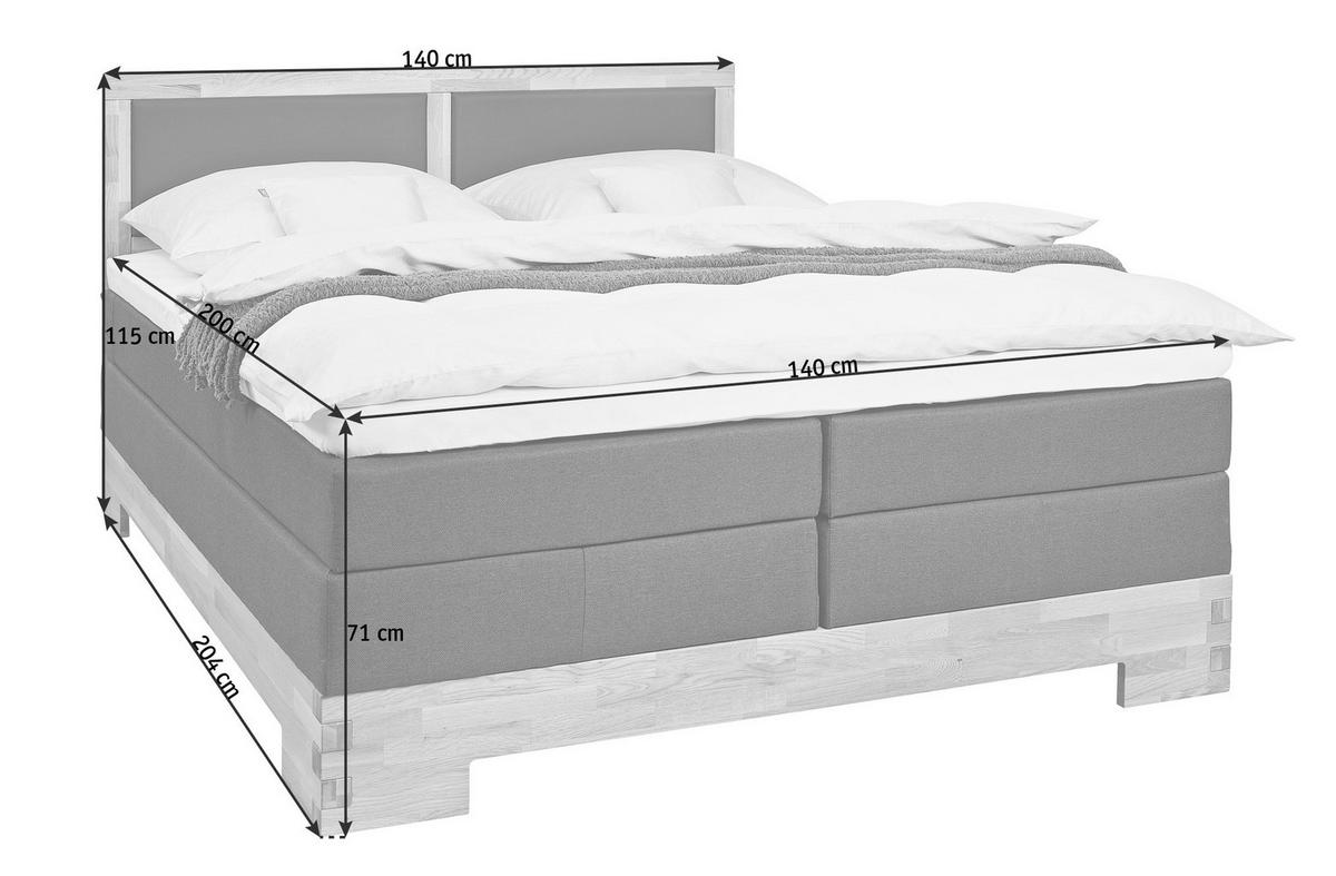 BOXSPRINGBETT 140/200 cm,  in Braun, Eichefarben, Matratze, gepolstertes Kopfteil, Topper, H2 + H3 = mittel + fest  - Eichefarben/Braun, Design, Holz/Textil (140/200cm) - Linea Natura
