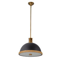 HÄNGELEUCHTE 32,4/41,7 cm  - Messingfarben/Schwarz, Natur, Glas/Holz (32,4/41,7cm) - Elstead Lighting
