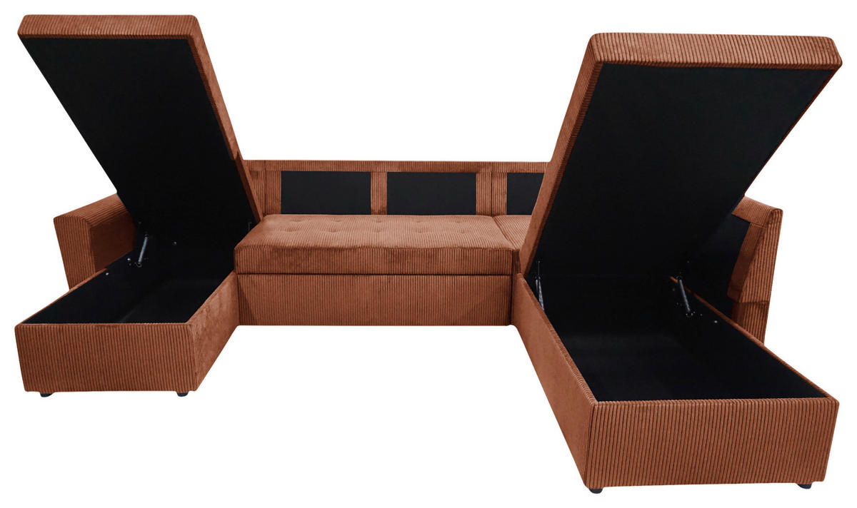 WOHNLANDSCHAFT TERMOLI Rostfarben Cord  - Rostfarben/Schwarz, Design, Kunststoff/Textil (155/300/212cm) - MID.YOU