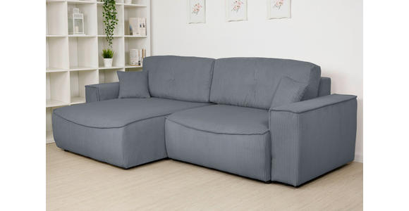 ECKSOFA Dunkelgrau Cord - Dunkelgrau/Schwarz, KONVENTIONELL, Kunststoff/Textil (148/265cm) - Carryhome