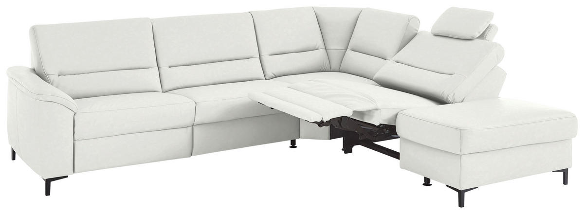 ECKSOFA  in Echtleder Weiß  290/249 cm  - Schwarz/Weiß, KONVENTIONELL, Leder/Metall (290/249cm) - Beldomo Premium