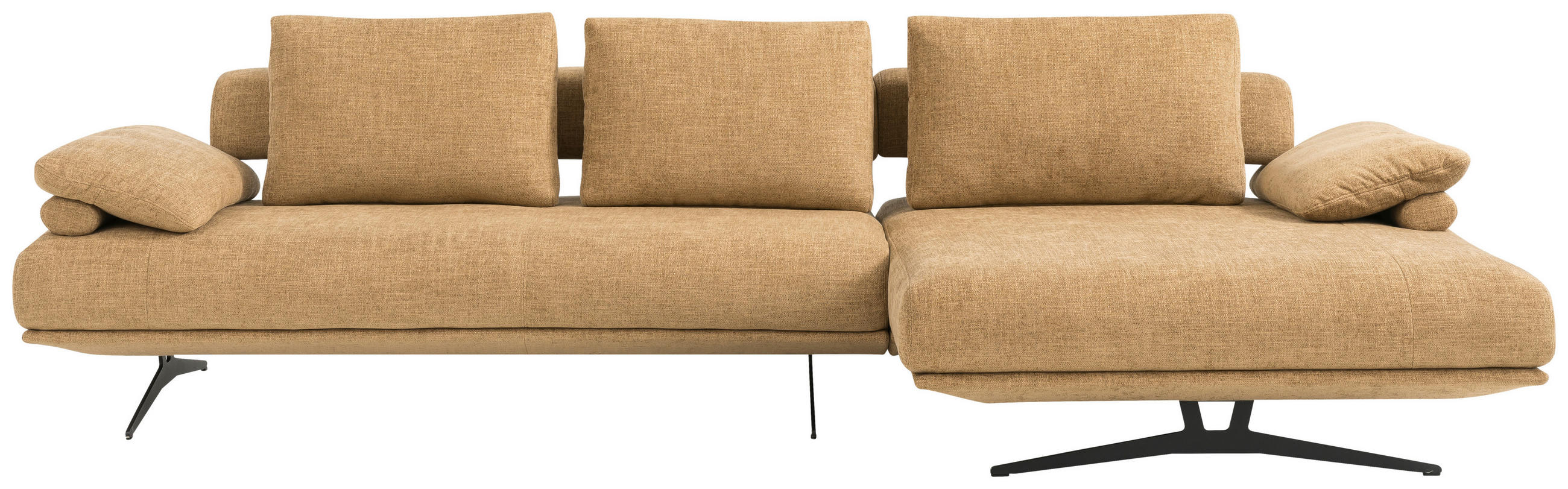 ECKSOFA in Chenille Honig  - Schwarz/Honig, Design, Textil/Metall (334/168cm) - Dieter Knoll