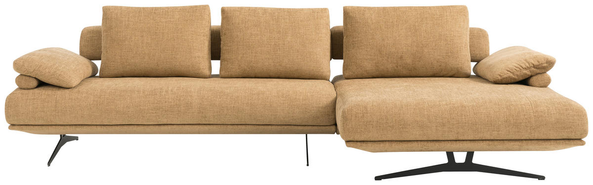 ECKSOFA in Chenille Honig  - Schwarz/Honig, Design, Textil/Metall (334/168cm) - Dieter Knoll