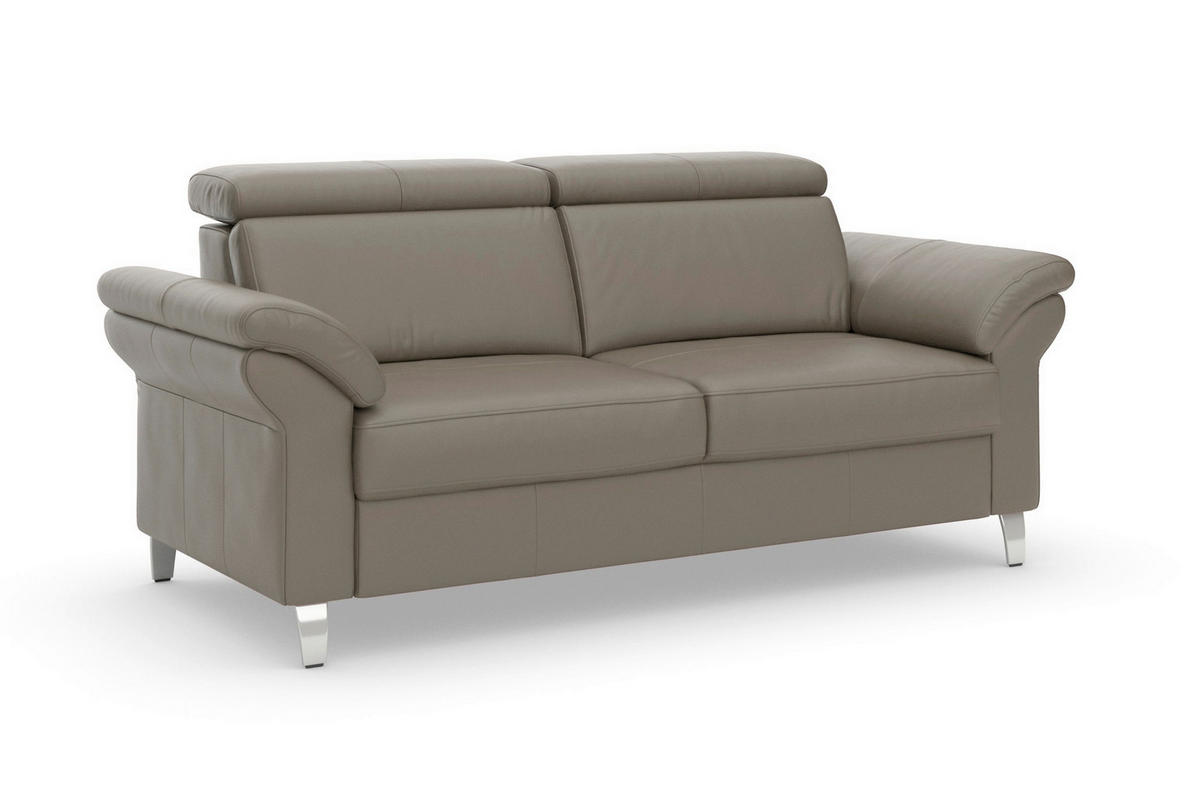 3-SITZER-SOFA ARNGAST E Echtleder Grau  - Chromfarben/Grau, Basics, Leder/Metall (186/84/93cm) - Sit & More