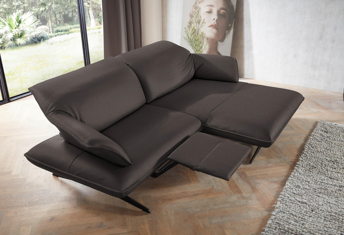 ECKSOFA in Echtleder Dunkelbraun  - Dunkelbraun/Beige, Design, Leder/Metall (252/169cm) - Koinor