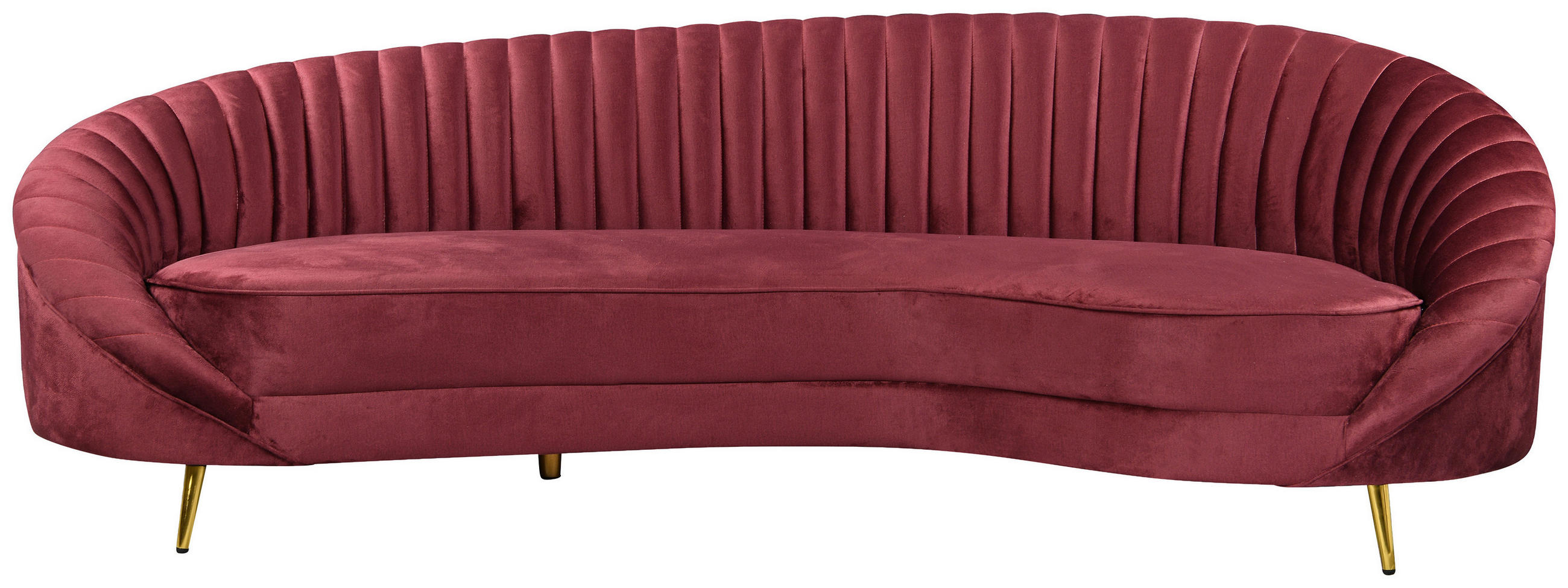 3-SITZER-SOFA ELARA Samt Bordeaux  - Bordeaux/Goldfarben, Design, Textil/Metall (246/81/111cm) - MID.YOU