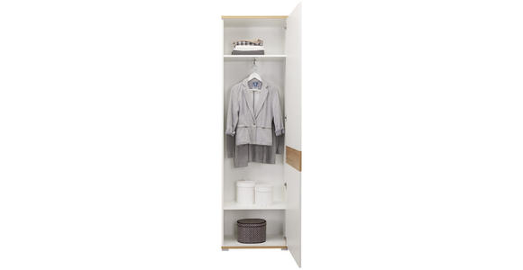 GARDEROBENSCHRANK 58/205/40 cm  - Eichefarben/Weiß, Design, Holzwerkstoff/Metall (58/205/40cm) - Carryhome