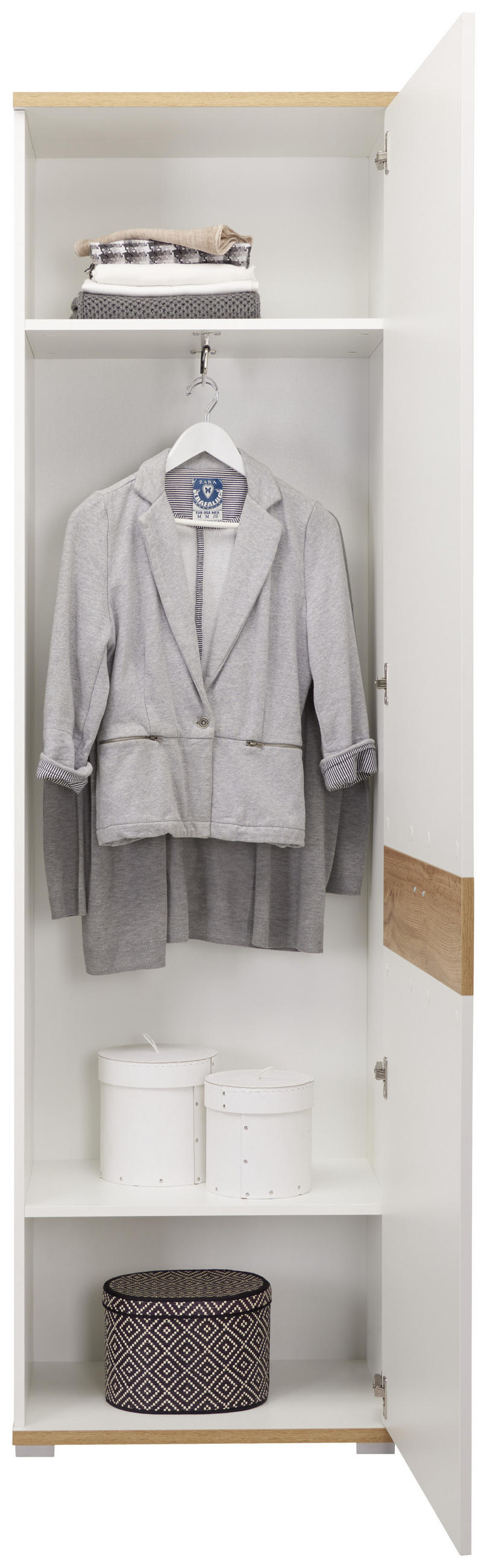 GARDEROBENSCHRANK  in 58/205/40 cm  - Eichefarben/Weiß, Design, Holzwerkstoff/Metall (58/205/40cm) - Carryhome