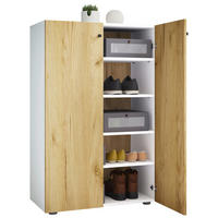 SCHUHSCHRANK Lona  in 70/110/39 cm  - Honigeiche/Silberfarben, Design, Holzwerkstoff/Kunststoff (70/110/39cm) - MID.YOU