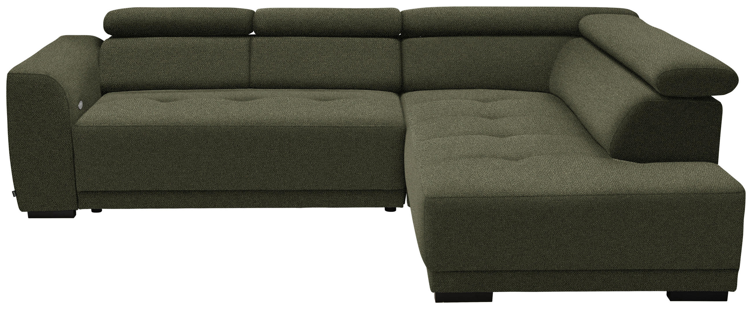 ECKSOFA in Struktur Olivgrün  - Schwarz/Olivgrün, Design, Kunststoff/Textil (284/205cm) - MID.YOU