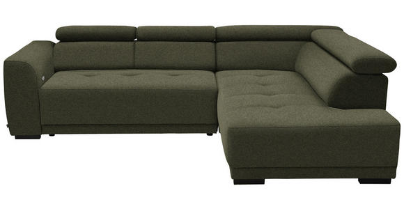 ECKSOFA  in Struktur Olivgrün  284/205 cm  - Schwarz/Olivgrün, Design, Kunststoff/Textil (284/205cm) - Xora