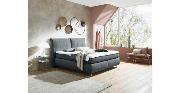 BOXSPRINGBETT 180/200 cm  in Dunkelgrau  - Edelstahlfarben/Dunkelgrau, KONVENTIONELL, Textil (180/200cm) - Dieter Knoll