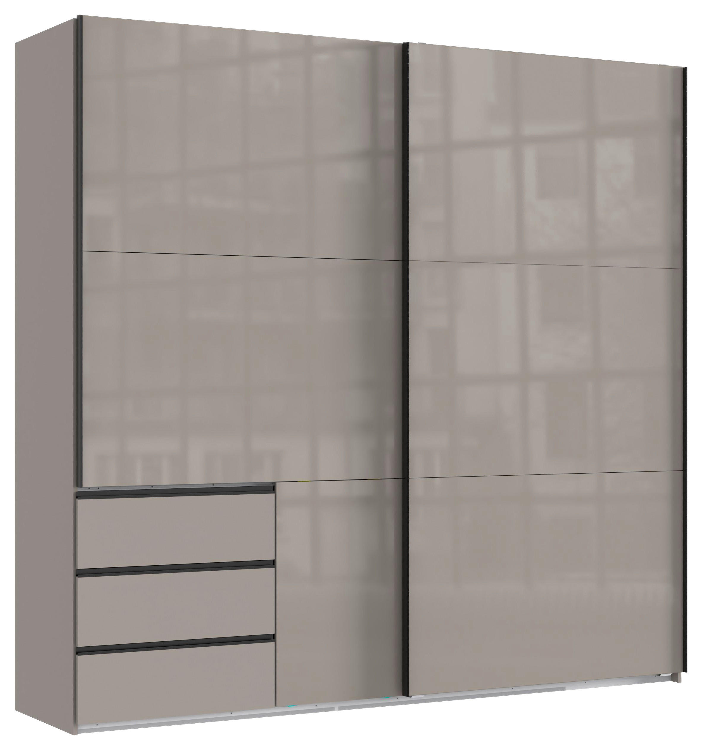 SCHWEBETÜRENSCHRANK Sahara  - Schwarz/Sahara, Konventionell, Glas/Holzwerkstoff (250/236/65cm) - Hom`in