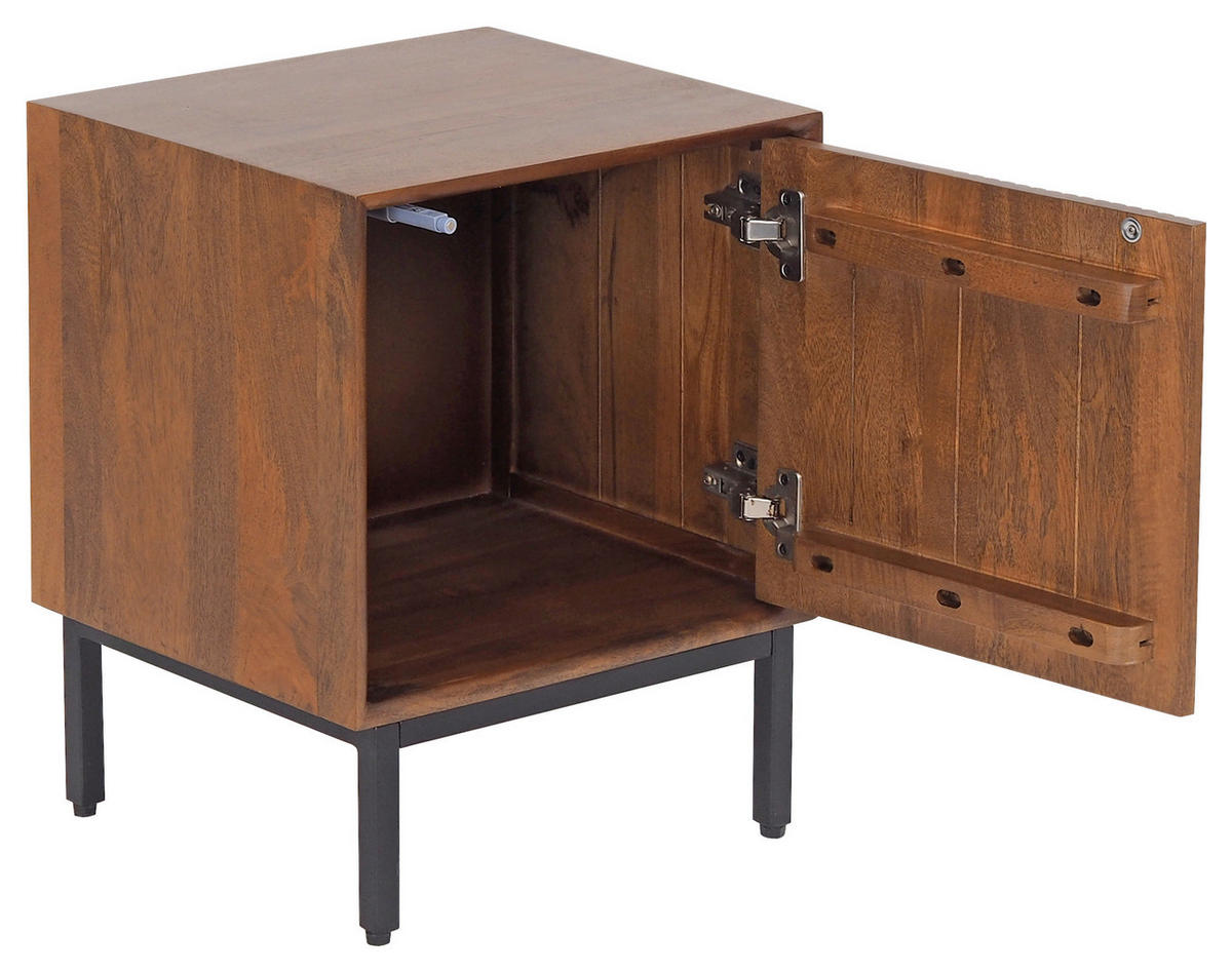 NACHTKÄSTCHEN 40/50/35 cm  in Hartholz Mangoholz Honig  - Schwarz/Honig, MODERN, Holz/Metall (40/50/35cm) - MID.YOU