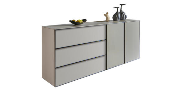 SIDEBOARD 210/90/45 cm  - Taupe/Schwarz, Design, Glas/Holzwerkstoff (210/90/45cm) - Ambiente