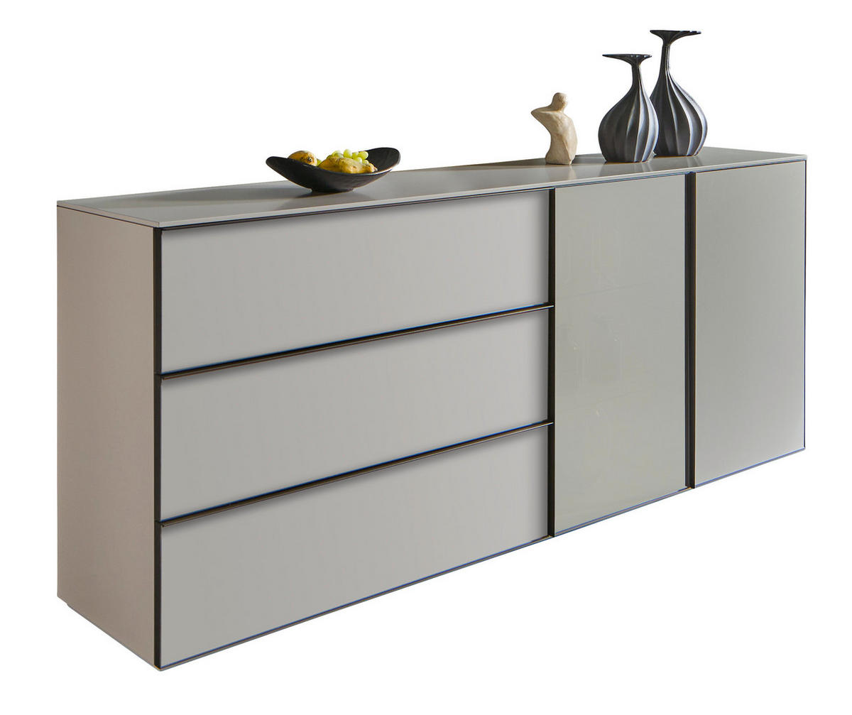 SIDEBOARD Taupe  210/90/45 cm  - Taupe/Schwarz, Design, Glas/Holzwerkstoff (210/90/45cm) - Ambiente