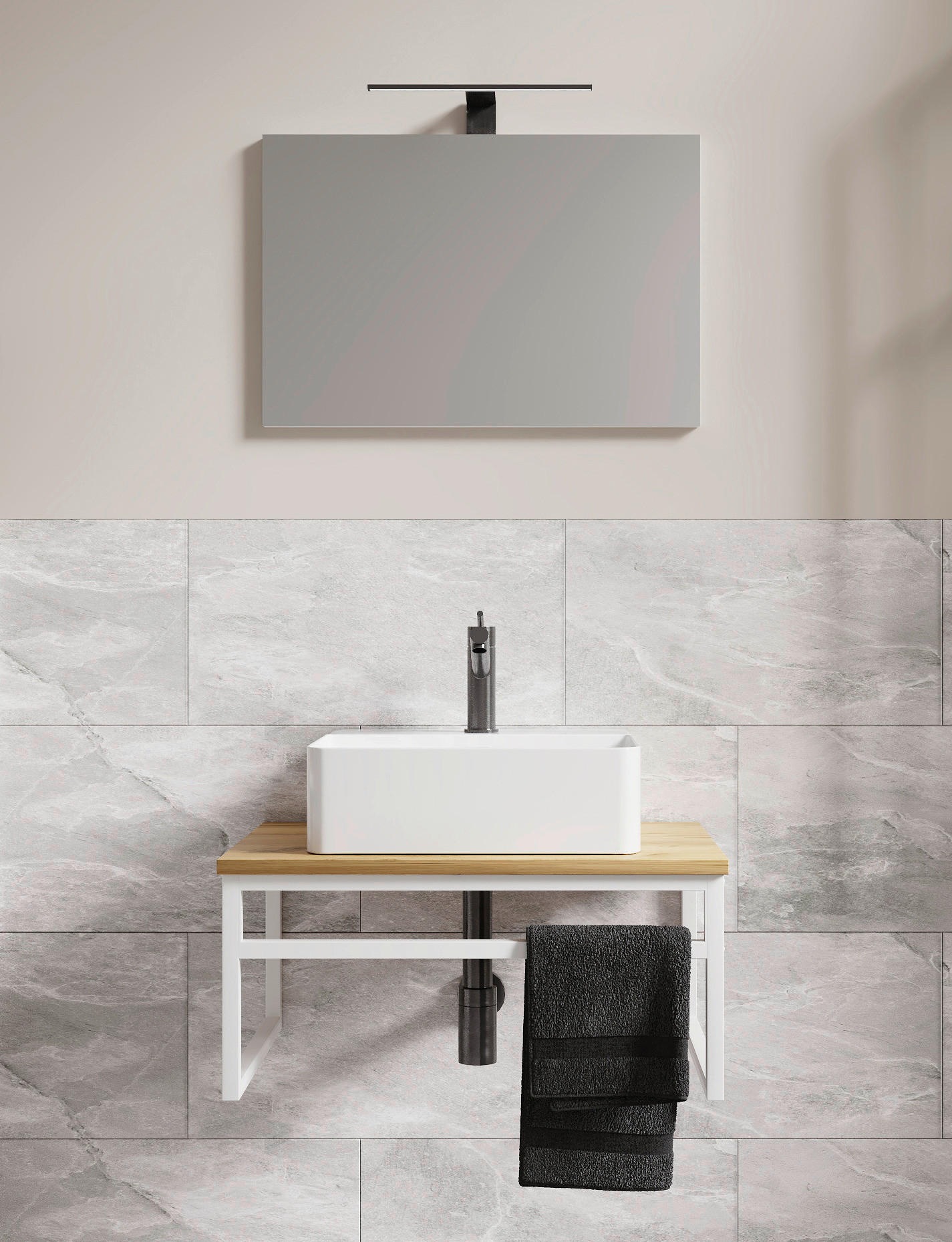 BADEZIMMER 3-teilig  in 60 cm  - Honigeiche/Weiss, Modern, Glas/Keramik (60cm) - MID.YOU