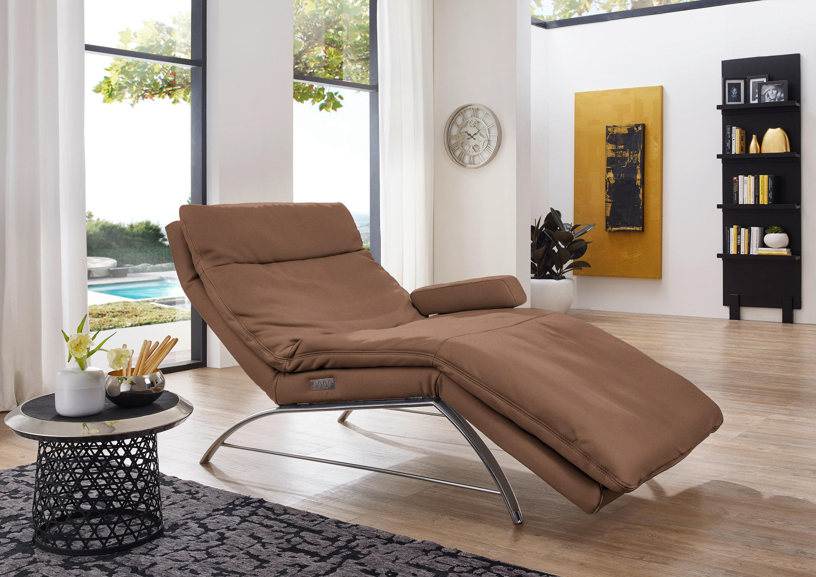 RELAXLIEGE in Echtleder Braun  - Alufarben/Braun, Basics, Leder (95/91/170cm) - Chilliano