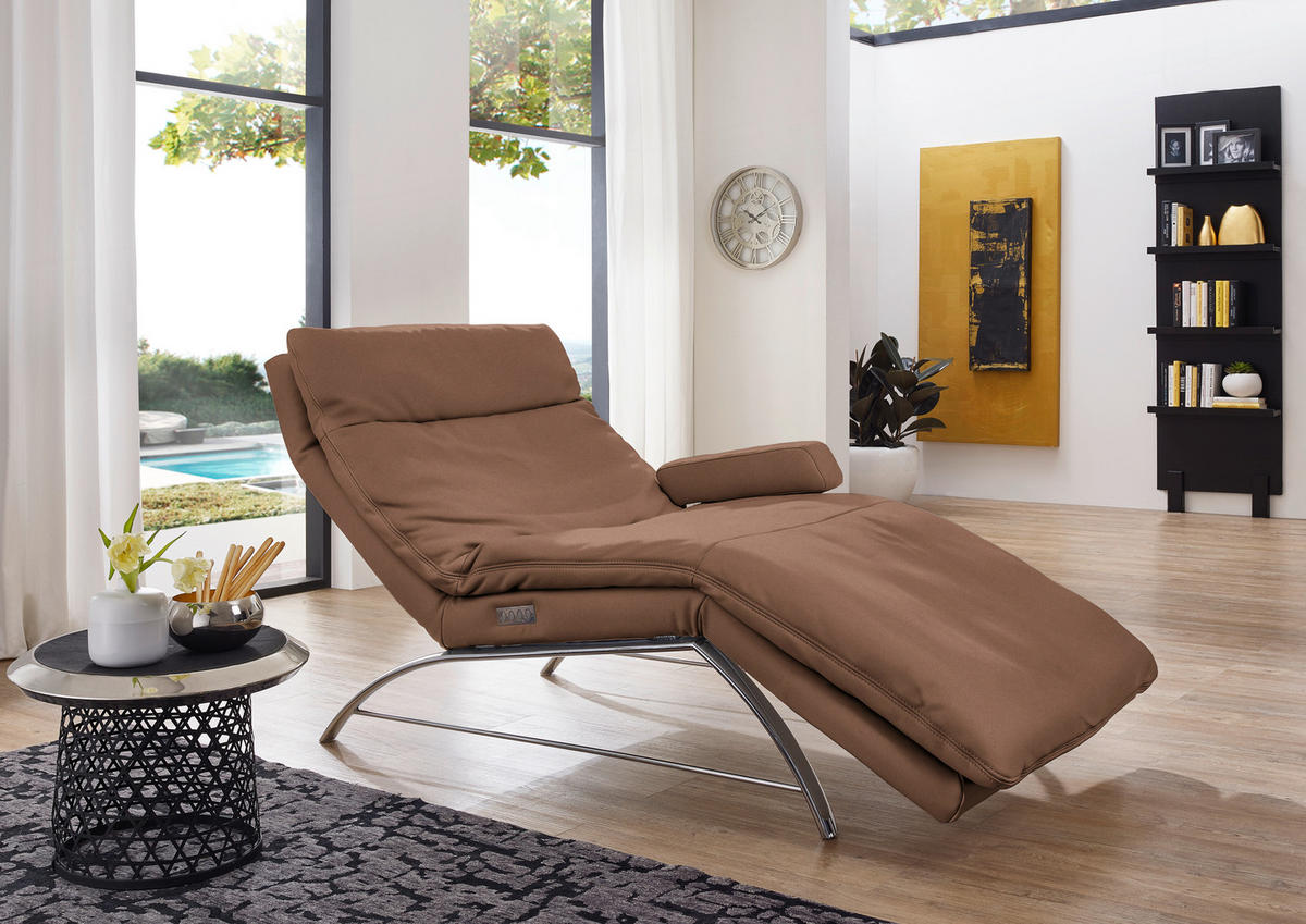 RELAXLIEGE in Echtleder Braun  - Alufarben/Braun, Basics, Leder (95/91/170cm) - Chilliano