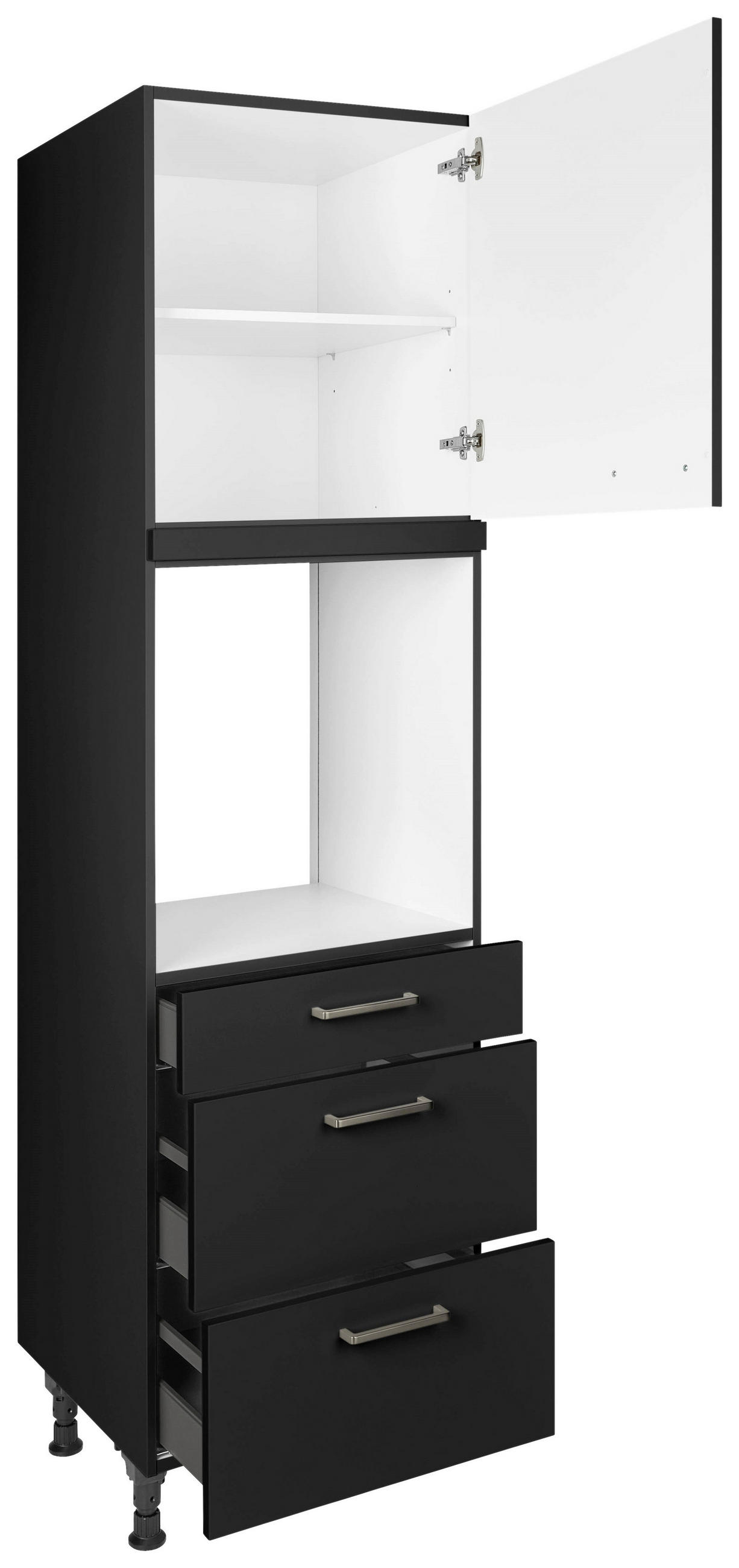 GERÄTEUMBAUSCHRANK 60/216,6/58 cm  in Schwarz  - Edelstahlfarben/Schwarz, MODERN, Holzwerkstoff/Metall (60/216,6/58cm) - Nobilia