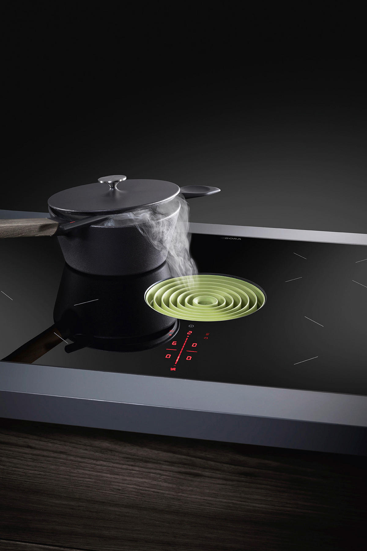 KOCHFELD-DUNSTABZUG-KOMBI Puru  - Schwarz, Basics, Glas/Metall (76/51,5cm) - Bora