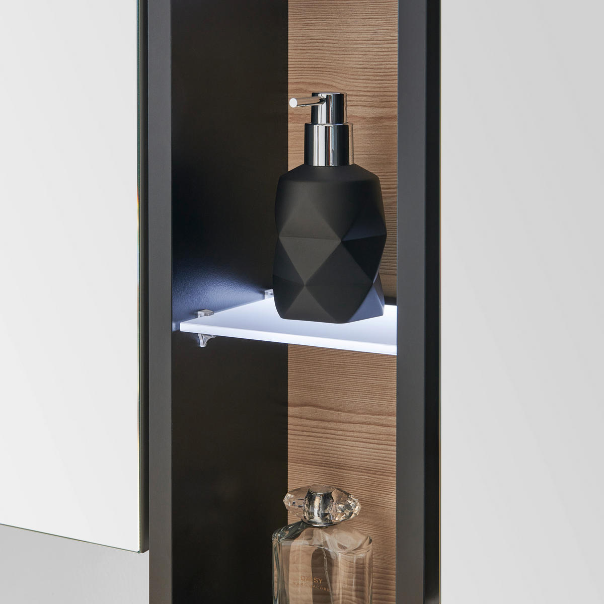 BADEZIMMER  in 140,5 cm  - Fichtefarben/Schwarz, KONVENTIONELL, Glas/Holzwerkstoff (140,5cm) - Moderano
