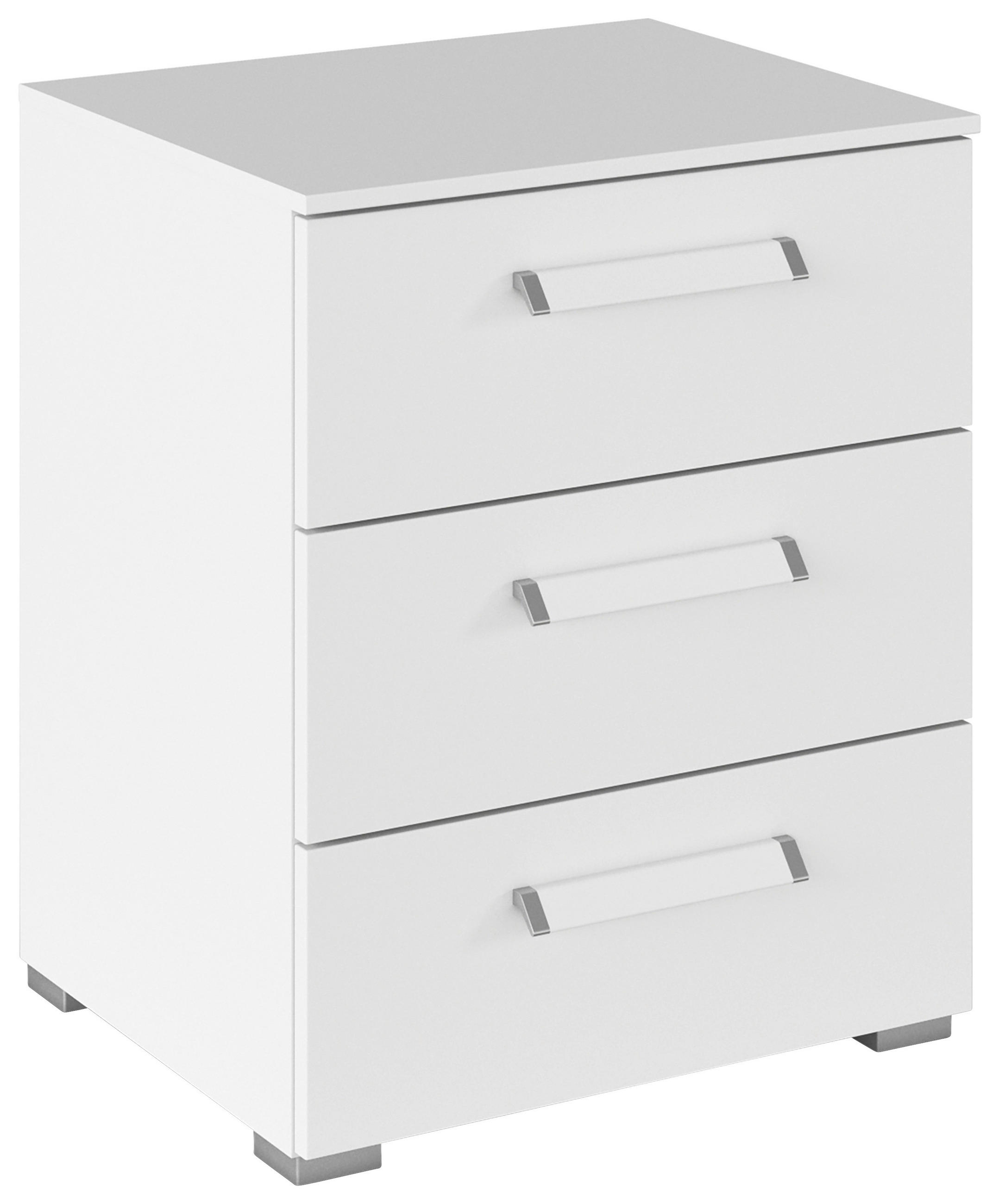 NACHTSCHRANK 50/61/42 cm, Weiß,  - Silberfarben/Weiß, Design, Holzwerkstoff/Metall (50/61/42cm) - Novel
