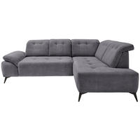 ECKSOFA Cord Grau  - Schwarz/Grau, Modern, Textil/Metall (272/200cm) - Livetastic
