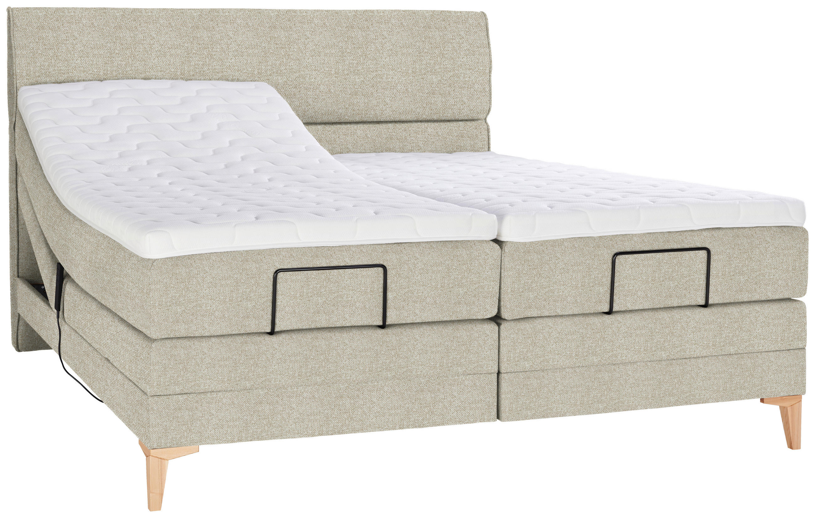 BOXSPRINGBETT 200/200 cm  in Beige  - Eichefarben/Beige, Konventionell, Holz/Textil (200/200cm) - Voleo