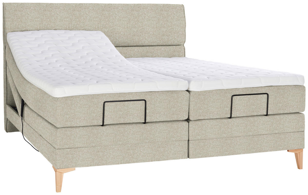 BOXSPRINGBETT 200/200 cm  in Beige  - Eichefarben/Beige, KONVENTIONELL, Holz/Textil (200/200cm) - Voleo