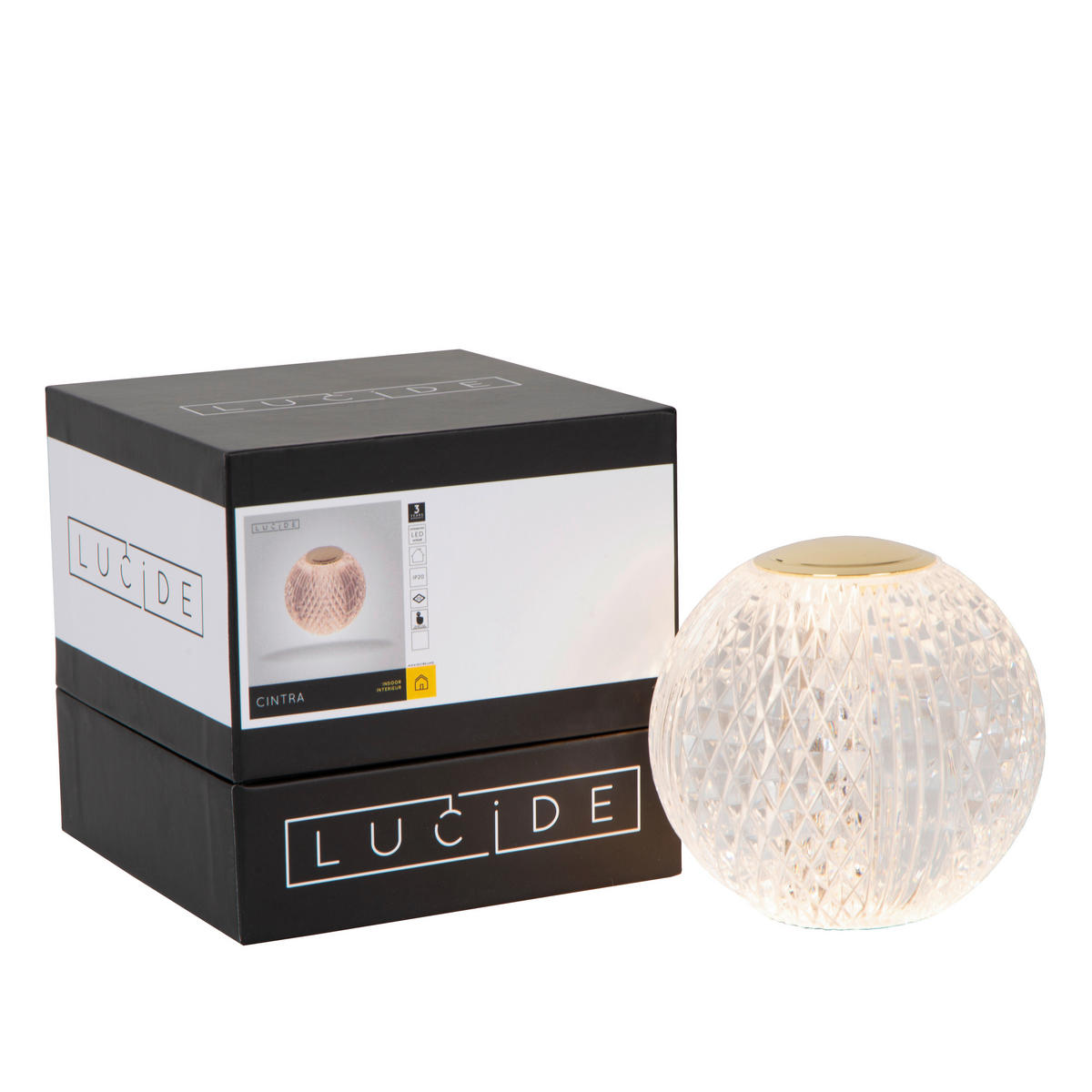 LED-TISCHLEUCHTE Cintra 9/9/8.7 cm   - Transparent, Design, Kunststoff (9/9/8.7cm) - Lucide