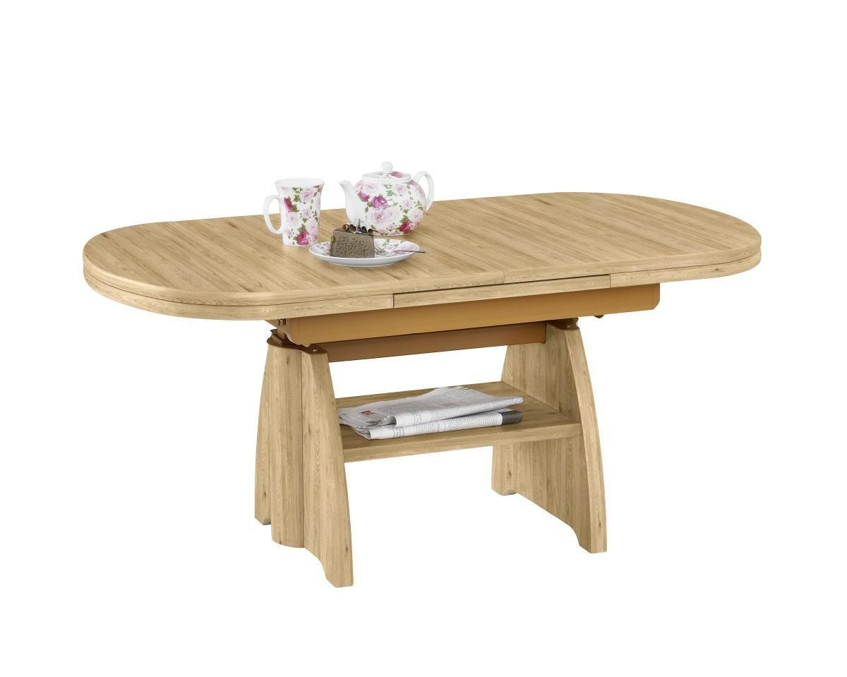 COUCHTISCH Wildeiche furniert 125-165,5/71/56-75 cm oval Eiche Bianco, Wildeiche  - Wildeiche/Eiche Bianco, KONVENTIONELL, Holzwerkstoff/Metall (125-165,5/71/56-75cm) - Venda