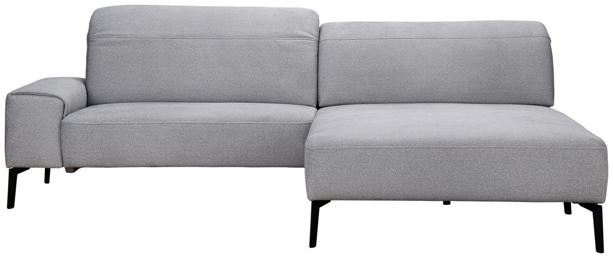 ECKSOFA in Mikrofaser Hellgrau  - Hellgrau/Schwarz, Design, Textil/Metall (273/203cm) - Johann Jakob