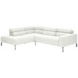 ECKSOFA  in Flachgewebe Weiß  224/282 cm  - Chromfarben/Weiß, KONVENTIONELL, Textil/Metall (224/282cm) - Hom`in