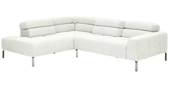 ECKSOFA  in Flachgewebe Weiß  224/282 cm  - Chromfarben/Weiß, KONVENTIONELL, Textil/Metall (224/282cm) - Hom`in