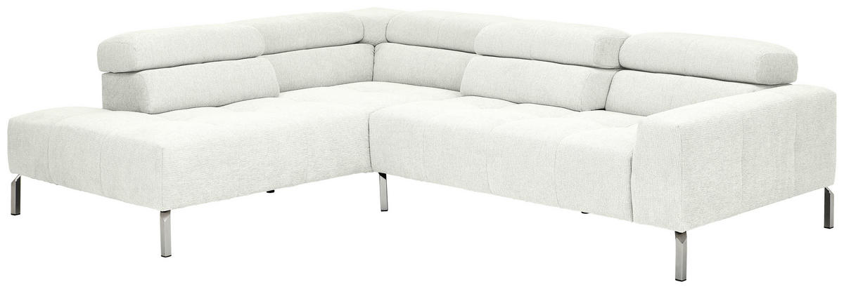 ECKSOFA Weiß Flachgewebe  - Chromfarben/Weiß, KONVENTIONELL, Textil/Metall (224/282cm) - Hom`in