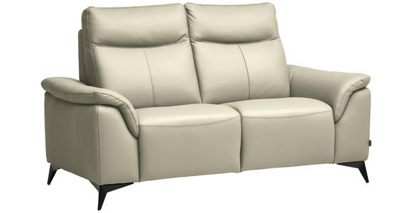 2-SITZER-SOFA  in Echtleder Creme   - Creme/Schwarz, Design, Leder/Metall (176/105/98cm) - Belluti