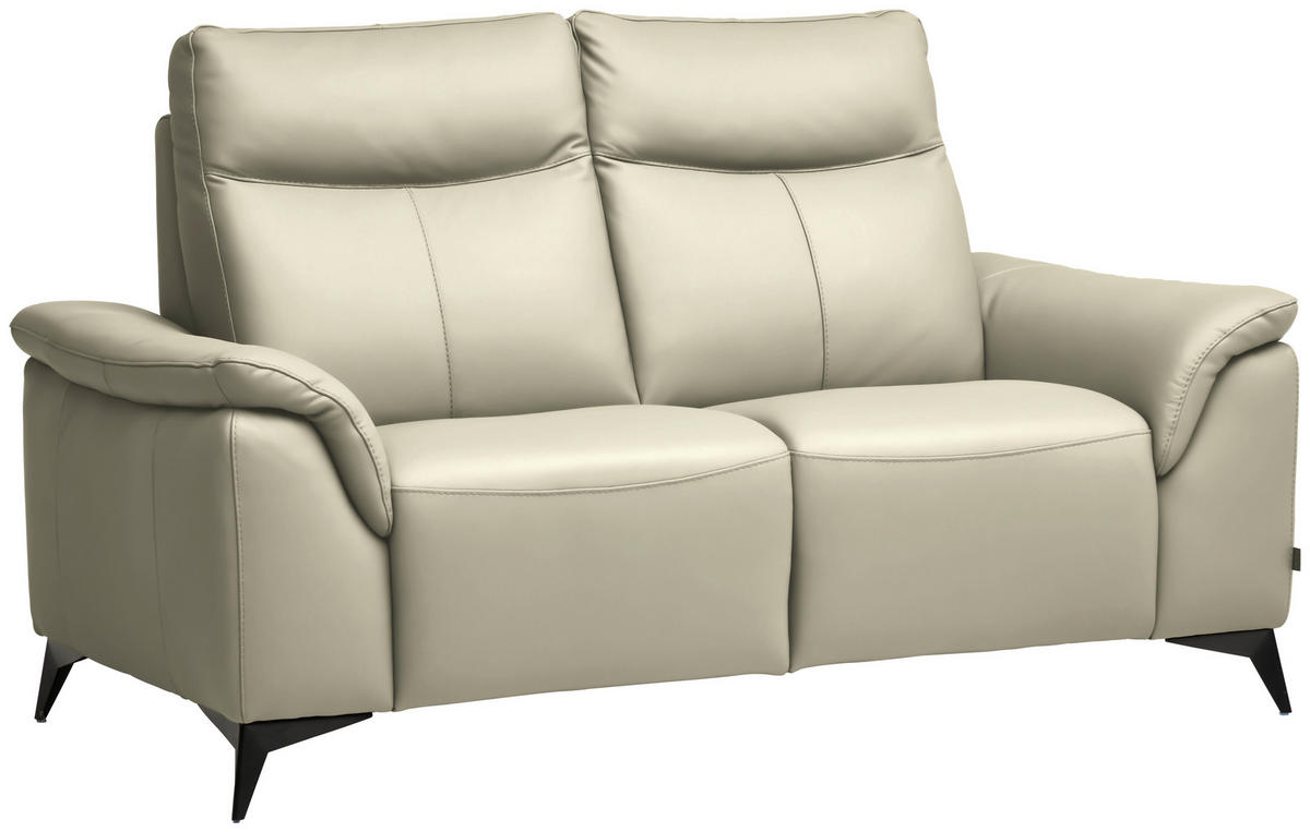 2-SITZER-SOFA  in Echtleder Creme   - Creme/Schwarz, Design, Leder/Metall (176/105/98cm) - Belluti