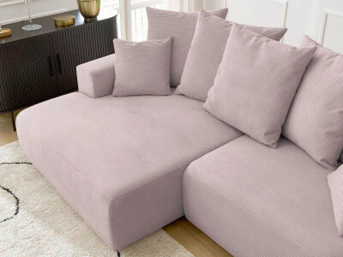 ECKSOFA Ottomane links  ATILLA Lila Cord  - Lila/Schwarz, MODERN, Kunststoff/Textil (149/244cm)