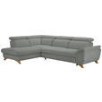 ECKSOFA in Chenille Silberfarben  - Eichefarben/Silberfarben, MODERN, Holz/Textil (212/287cm) - Valnatura