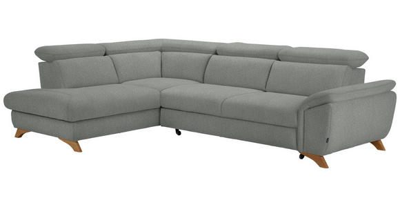 ECKSOFA in Chenille Silberfarben  - Eichefarben/Silberfarben, MODERN, Holz/Textil (212/287cm) - Valnatura